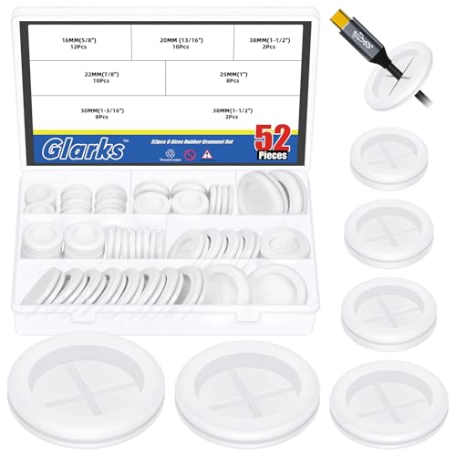 Glarks 52pcs 6 Größen doppelseitiger runder Gummiloch-Stecker-Satz, weiße Gummitülle doppelseitige elektrische Drahtdichtungen, Loch synthetischer Gummistecker für Draht, Kabelschutz Glarks 52pcs 6 Größen doppelseitiger runder Gummiloch-Stecker-Satz, weiße Gummitülle doppelseitige elektrische Drahtdichtungen, Loch synthetischer Gummistecker für Draht, Kabelschutz von Glarks
