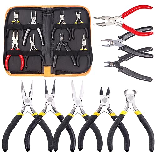 Glarks 6Pcs Jewelry Pliers Kit, Professional Jewelry Making Tool Kit with Needle Nose Pliers, Round Nose Pliers, Bent Nose Pliers, Wire Cutters, Crimping Pliers and End Nippers (8 Pliers) von Glarks