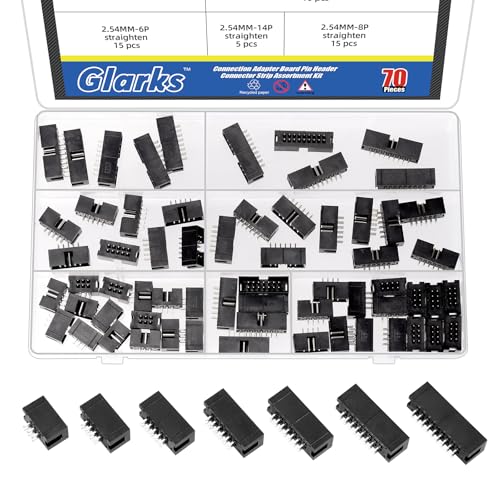 Glarks 70pcs 6/8/10/12/14/16/18 Pin 2.54mm Pitch Dual Row Straight Box Header Kit, 7 Größen IDC Socket Connector, IDC Box Headers, Dual Pin Box Headers für PCB Elektronische Geräteprojekte Glarks 70pcs 6/8/10/12/14/16/18 Pin 2.54mm Pitch Dual Row Straight Box Header Kit, 7 Größen IDC Socket Connector, IDC Box Headers, Dual Pin Box Headers für PCB Elektronische Geräteprojekte von Glarks