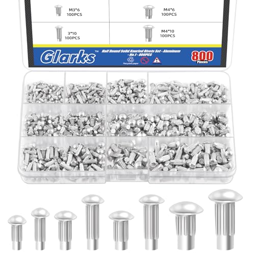 Glarks 800Pcs Solid Nieten Knulled Shanks Set, M2 M2.5 M3 M4 Halbrunder Kopf Aluminium Solid Nieten Sortiment Kit mit Aufbewahrungsbox Home Outdoor Hardware Tool Glarks 800Pcs Solid Nieten Knulled Shanks Set, M2 M2.5 M3 M4 Halbrunder Kopf Aluminium Solid Nieten Sortiment Kit mit Aufbewahrungsbox Home Outdoor Hardware Tool von Glarks