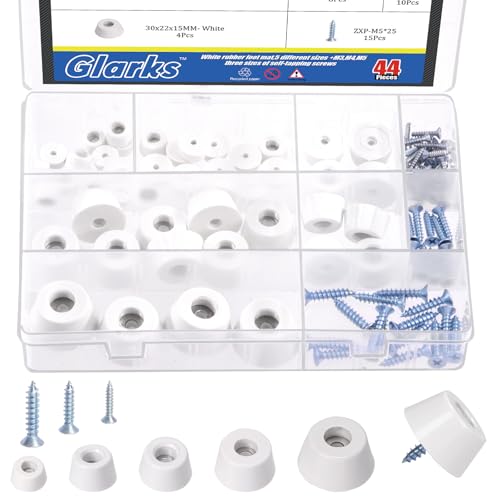 Glarks 44 Sets weißes Schneidebrett Gummifüße Set, 5Sizes rutschfeste kleine Gummifüße Schneidebrett mit M3 M4 M5 Schrauben für Schneidebrett Ideal für Küche und Möbel (Cutting Board Rubber feet Set) Glarks 44 Sets weißes Schneidebrett Gummifüße Set, 5Sizes rutschfeste kleine Gummifüße Schneidebrett mit M3 M4 M5 Schrauben für Schneidebrett Ideal für Küche und Möbel (Cutting Board Rubber feet Set) von Glarks