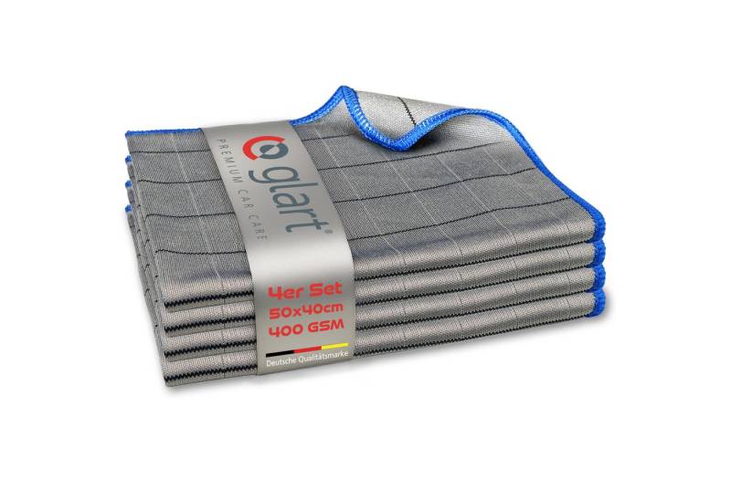 Glart 44C4B 4X Carbontücher Fensterputztücher Auto Glas fusselfrei 50x40cm Mikrofasertuch (98% PE/PA-Mehrkomponentenfaser, 2% PE, 40x50 cm) von Glart