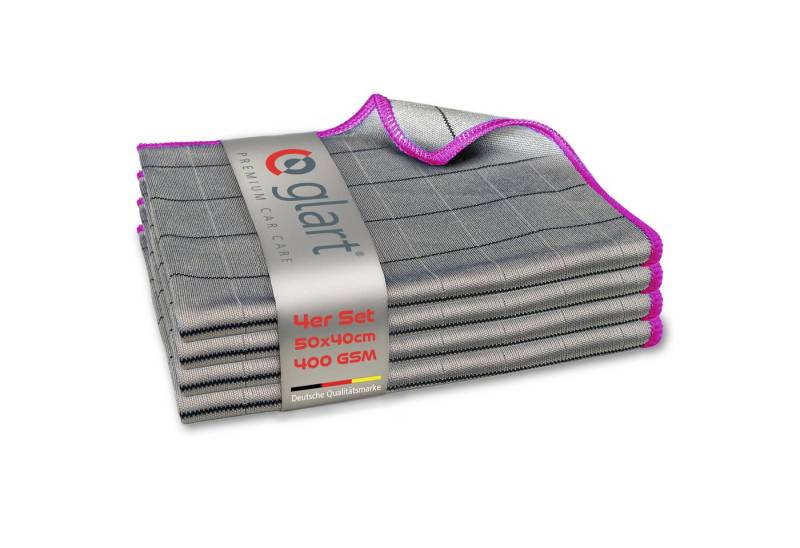 Glart 44C4P 4X Carbontücher Fensterputztücher Auto Glas fusselfrei 50x40cm Mikrofasertuch (98% PE/PA-Mehrkomponentenfaser, 2% PE, 40x50 cm) von Glart