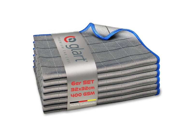 Glart 44C6B 6X Carbontücher Fensterputztücher Auto Glas fusselfrei 32x32cm Mikrofasertuch (98% PE/PA-Mehrkomponentenfaser, 2% PE, 32x32 cm) von Glart