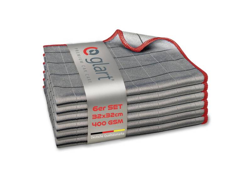 Glart 44C6R 6X Carbontücher Fensterputztücher Auto Glas fusselfrei 32x32cm Mikrofasertuch (98% PE/PA-Mehrkomponentenfaser, 2% PE, 32x32 cm) von Glart