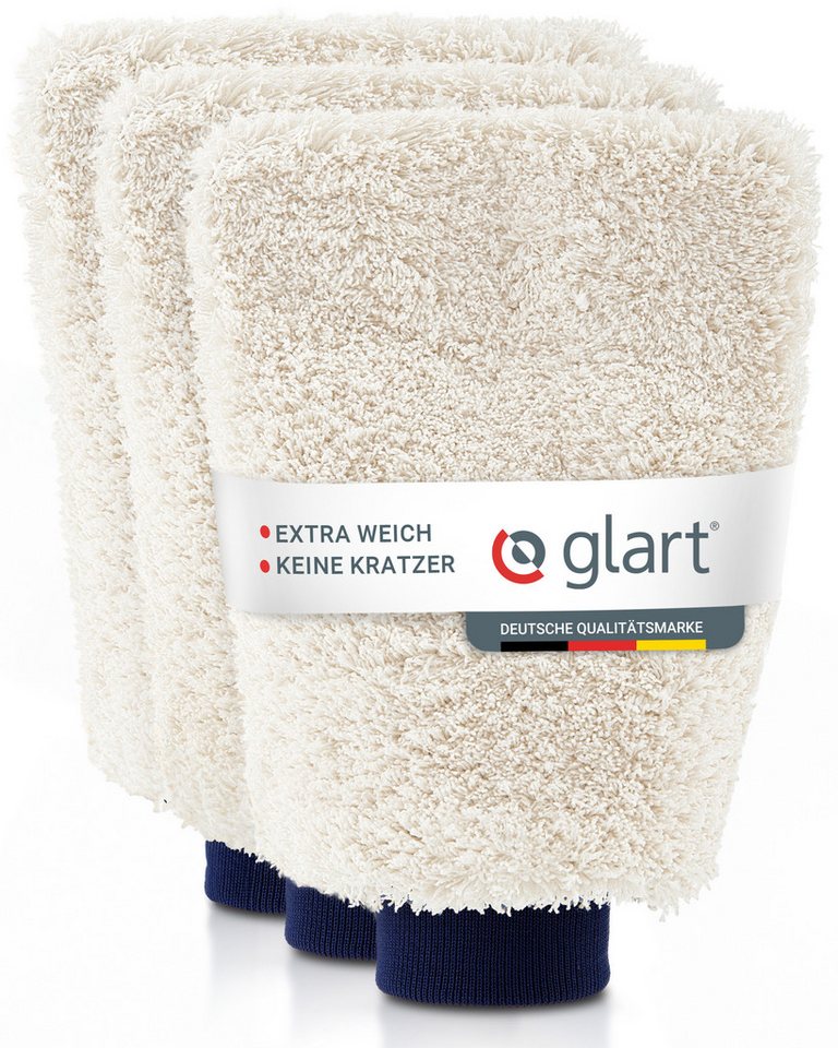 Glart 44WH3 3er Mikrofaser Auto Waschhandschuh Profi-Qualität ohne Kratzer Mikrofasertuch (80% Polyester, 20% Nylon) von Glart