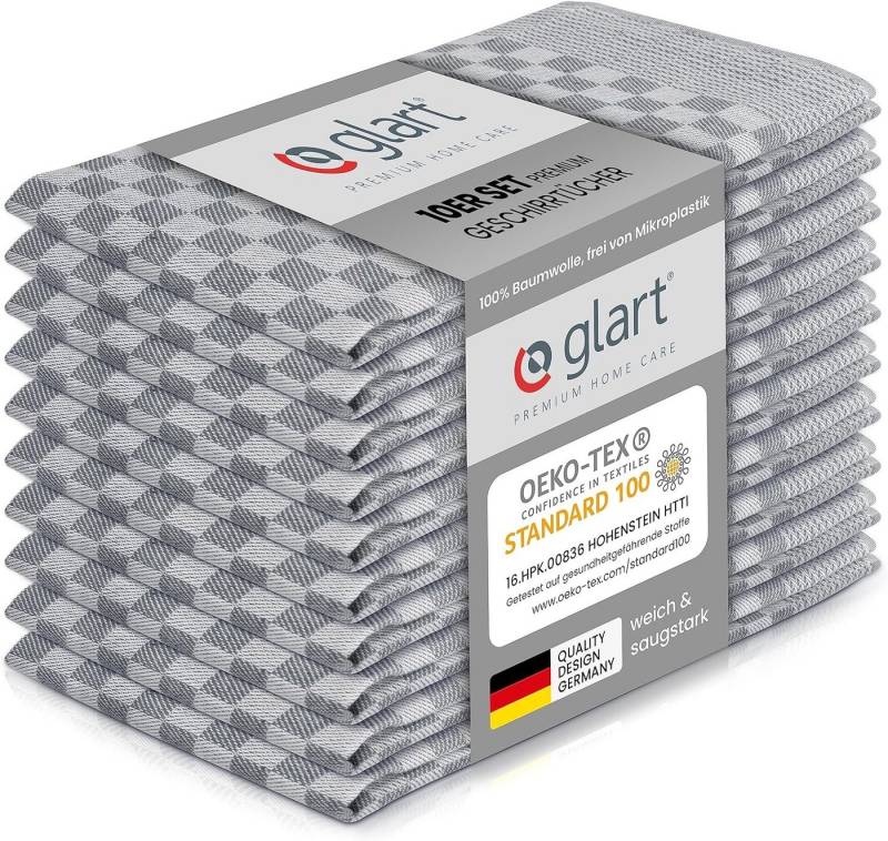 Glart Geschirrtuch 48SG 10er Set Geschirrtücher Küchentücher Vollzwirn 50x70 cm grau von Glart