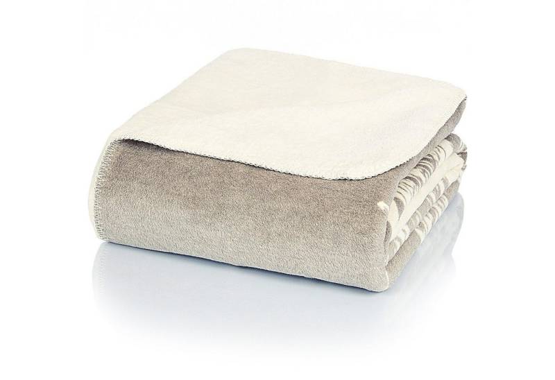 Wolldecke J2F Kuscheldecke Baumwolle, Federmuster Grau, 150x200cm Sofadecke, Glart von Glart