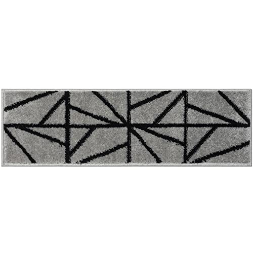 Glary Home 15er Set Stufenmatten 22cm x 71cm x 1.2cm Treppenteppich Selbstklebend / GH39A-BGRY (Dreiecksmuster, Schwarz - Grau) von Glary