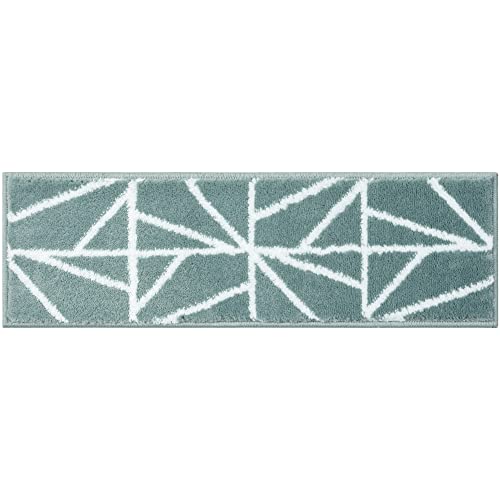 Glary Home 15er Set Stufenmatten 22cm x 71cm x 1.2cm Treppenteppich Selbstklebend / GH39A-WT (Dreiecksmuster, Weiß - Blaugrün) von Glary