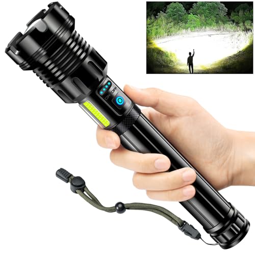 Glarylight Taschenlampe Led Aufladbar, 500000 Lux Extrem Hell Taschenlampen, 9 Lichtmodi, Zoombar, IPX7 Wasserdicht Flashlight für Notfälle Camping von Glarylight