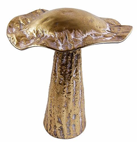 Glas Art handmade Dekoaufsteller Fungus Pilzfiguren Herbst Dekoration Pilze Metall Herbstdeko 18-39cm hoch (39x29 cm, Gold) von Glas Art handmade