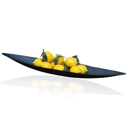 Glas Art handmade Lange Deko- und Ablageschale bootsförmig für Kosmetik Süßigkeiten Snack Schlüssel Kerzen Schwarz 40/65/85 cm, modern und vielseitig (65x15cm) von Glas Art handmade