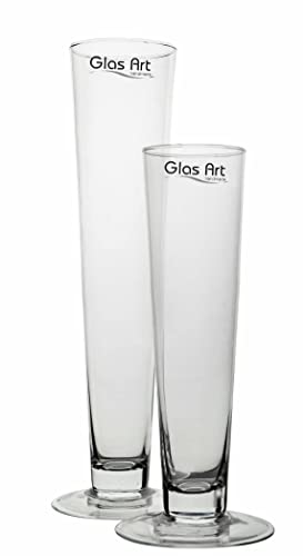 Glas-vase mit Fuß Glasvase Dekovase Höhe 30/40cm, Wohnzimmer Fensterbank (30x9cm) von Glas Art handmade