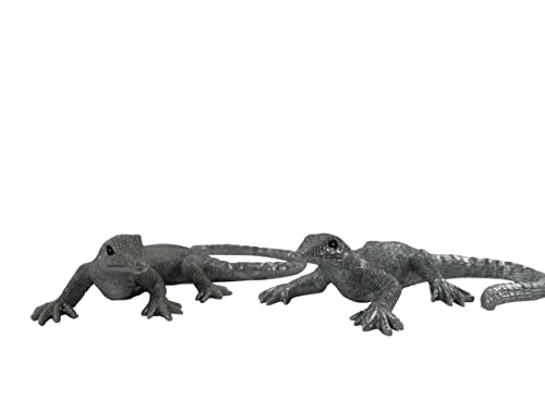 Deko Skulptur Deko Figuren 2er Set Echse Eidechse Gecko für Wohnzimmer Fensterbank Statue (Länge:14cm Breite: 9cm) von Glas Art