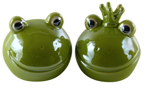 Dekofigur Fridolin Froschkopf Froschkönig DREI Farben + Größen Frühling Sommer (12cm x 10cm, 2er Set Apfelgrün) von Glas Art