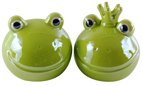 Dekofigur Fridolin Froschkopf Froschkönig DREI Farben + Größen Frühling Sommer (12cm x 10cm, 2er Set Grasgrün) von Glas Art