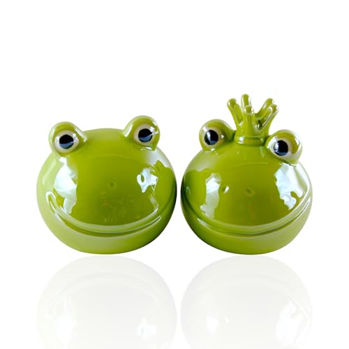 Dekofigur Fridolin Froschkopf Froschkönig DREI Farben + Größen Frühling Sommer (12cm x 10cm, 2er Set Grasgrün) von GlasArt