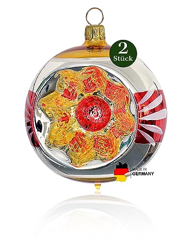 Thüringer Weihnacht 52-076 Christbaumkugel mit Reflex, 8 cm, Nostalgie-Stil rot/Gold, 2 Stück Thüringer Weihnacht 52-076 Christbaumkugel mit Reflex, 8 cm, Nostalgie-Stil rot/Gold, 2 Stück von Glas-Bartholmes