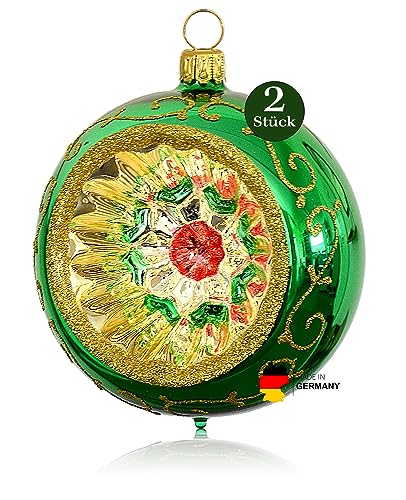 Thüringer Weihnacht 52-079 Christbaumkugel mit Reflex, 8 cm, grün, Reflex bunt, 2 Stück Thüringer Weihnacht 52-079 Christbaumkugel mit Reflex, 8 cm, grün, Reflex bunt, 2 Stück von Glas-Bartholmes