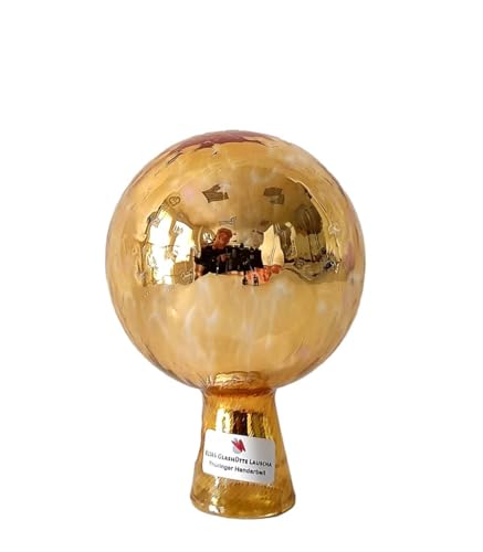 Rosenkugel Gartenkugel 9 cm aus Glas Venezia Mini, Bernstein, verspiegelt | für Garten, Pflanzentopf oder Balkon von Glas-Bartholmes