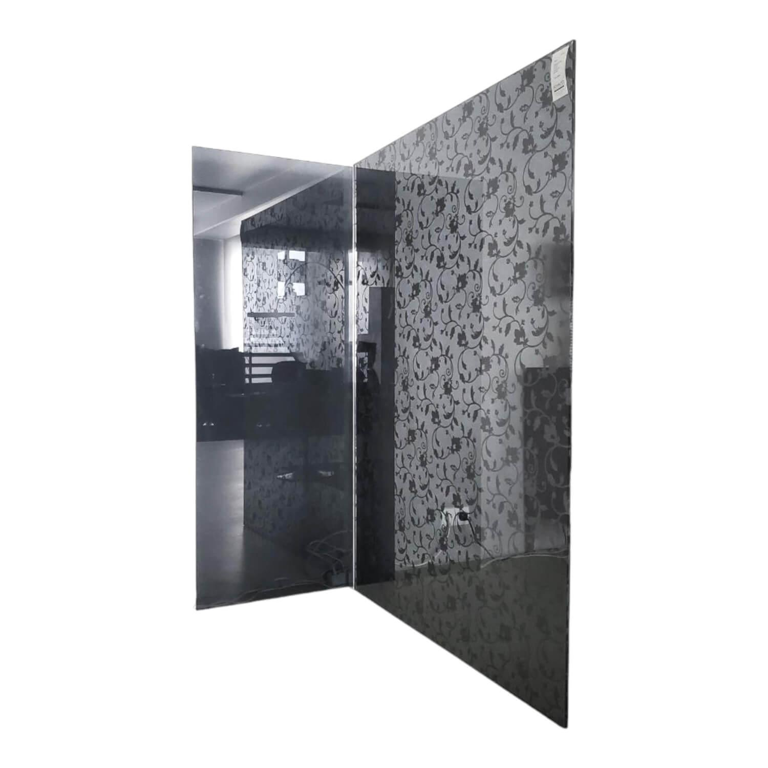 Raumteiler Wall SIO2 Rauchglas Schwarz Grau Mit Floralem Muster von Glas Italia