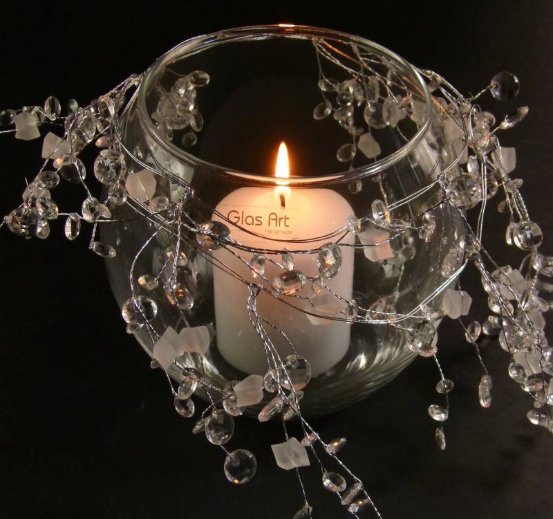 GlasArt Kugelvase Set Kugelvase aus Glas + passender Dekokette, handgefertigt (Set, 1 St., bestehend aus 1x Vase und 1x Dekokette), Klarglas von GlasArt