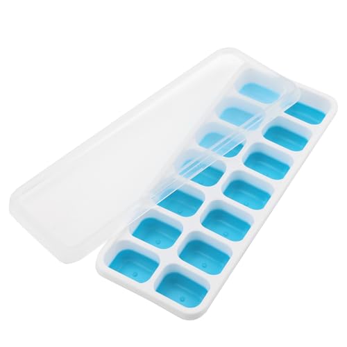 GlasFlength Silikon Eiswürfelform mit Deckel BPA Frei, Eiswürfelbehälter Stapelbar Eiswürfel Form für Cocktails, Whiskey, Kaffee Quadratische Eiswürfelschalen einfach Herauszunehmen von GlasFlength