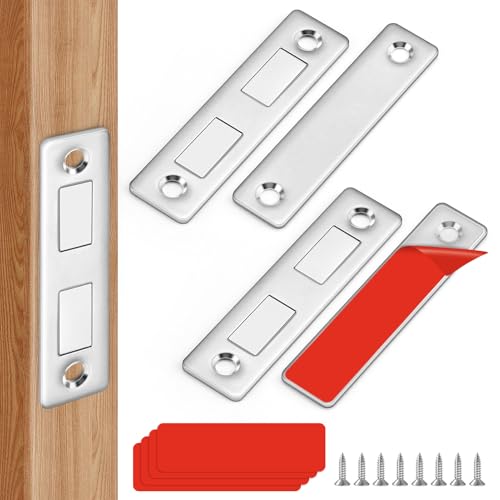 GlasFlength Türmagnet für Schranktüren 2 Stück, Magnetschnäpper Ultra Dünn Magnete für Möbel Magnetverschluss Selbstklebend Stark Türmagnete Schubladen Türschließer für Kleiderschrank von GlasFlength