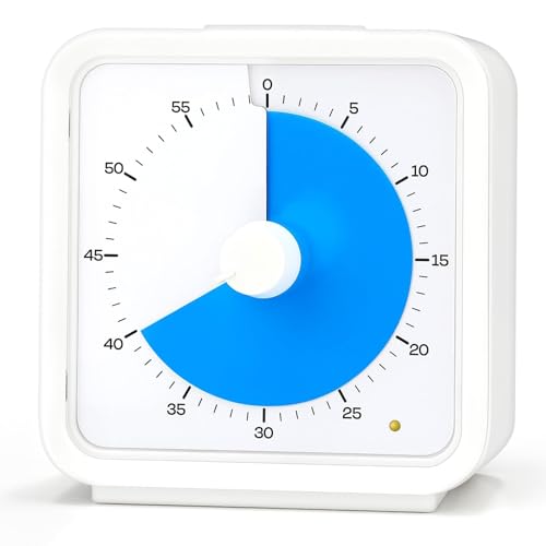 GlasFlength Visueller Timer für Kinder & Erwachsene, 60 Minuten Countdown Timer mit Optionaler Alarm Time Timer mit Stummer Flash Funktion Magnetisch für Klassenzimmer, Haus, Küche, Büro (Blau) von GlasFlength