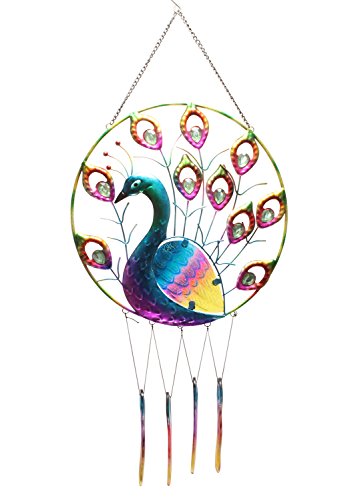 GlasXpert Fensterbild Wandbild Windspiel Pfau blau, Glas, 60 x 26 x 2 cm von GlasXpert