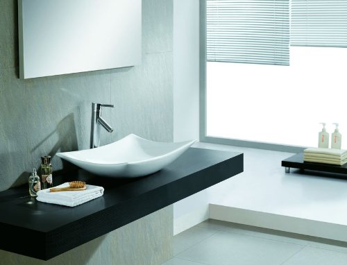 Glasdeals Inh. Lars Apitius Aufsatzwaschtisch AW2008, 56 x 37 x 10,5 cm, Modern, Sanitärkeramik, Arbeitsplatte, 1 Loch, Heben und Drehen von Glasdeals Inh. Lars Apitius