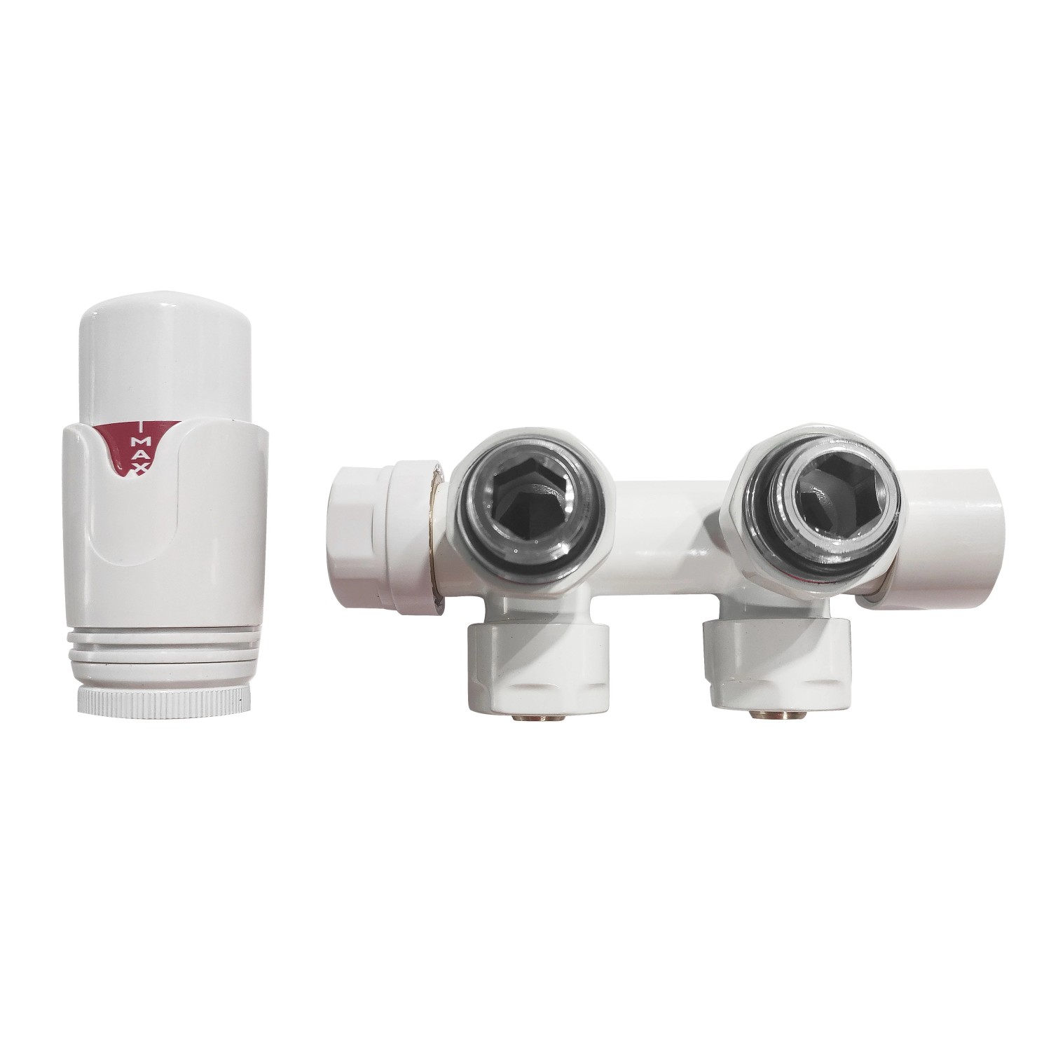 Glasdeals Eck-Anschlussgarnitur inkl. Thermostat in Weiß Mittelanschluss 7580 von Glasdeals