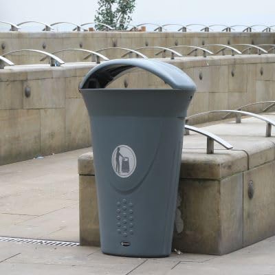 Luna™ Abfallbehälter (2 Farben) - Langlebiger 70-Liter-Abfallbehälter für den Außenbereich - ideal für Außenbereiche (Dunkelgrau (mit Deckel)) von Glasdon