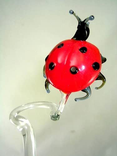 Glasfiguren Bastick Marienkäfer Schwarz Rot Orchideenstab - Blumenstab mit Figur aus Glas - Rankhilfe Deko Orchideen Blu von basticks