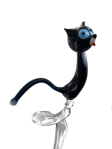Katze schwarz Orchideenstab - Blumenstab Rankhilfe - 40 cm - Glas Figur Garten Deko Blütenstütze von Glasfiguren Bastick