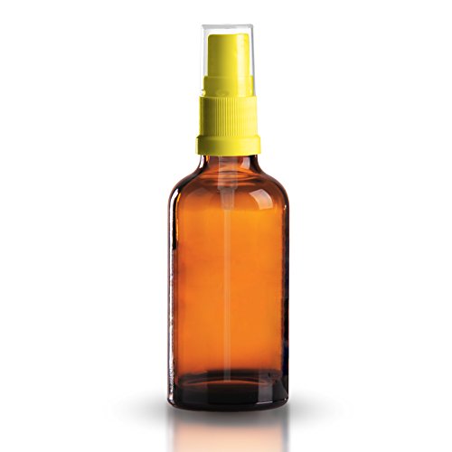 10 x Braunglasflasche 100ml / Sprühflasche inkl. Pumpzerstäuber / Sprühkopf DIN 18 GELB mit Schutzkappe von Glasflaschen