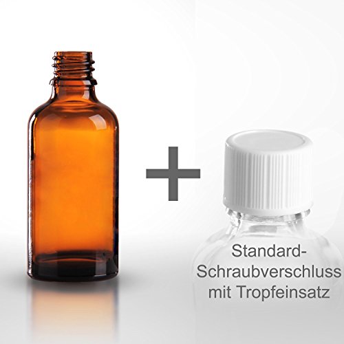 10 x Braunglasflaschen 50 ml / Tropfflaschen inkl. Tropfereinsatz mit Standard-Schraubverschluss DIN 18 / Braunglasflasche mit Tropfeinsatz *** Apothekenqualität, gefertigt nach dem Europäischen Arzneibuch *** von Glasflaschen