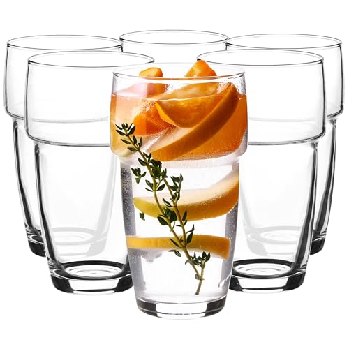 Glasmark KROSNO, 250ml, Set von 6, Highball-Glas, Latte Macchiato Gläser, Kaffeegläser, Trinkgläser Set, Stapelgläser, Teegläser, Mehrzweckgläser, Spülmaschinenfest, perfekter Glanz von Glasmark KROSNO 1992