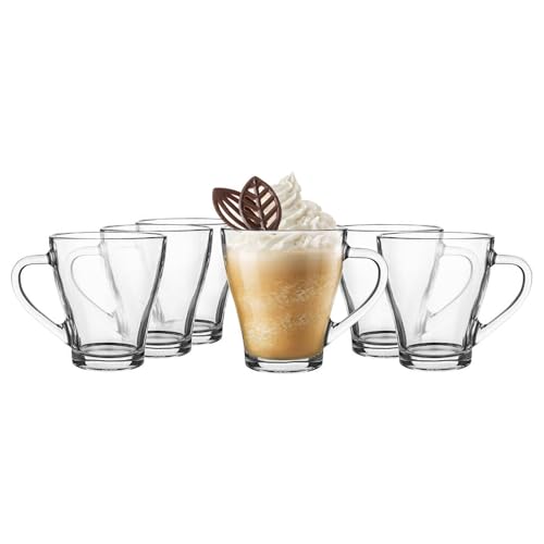 Glasmark KROSNO 1992 Hugo Kaffeegläser-Set 6-teilig Cappuccino Eiskaffee Gläser Becher Spülmaschinenfest 6x360 ml von Glasmark KROSNO 1992