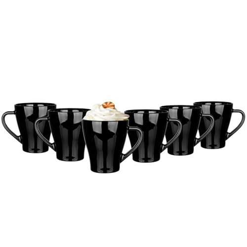 Glasmark KROSNO 1992 Hugo Kaffeegläser-Set 6-teilig Cappuccino Eiskaffee Gläser Becher Spülmaschinenfest Schwarz 6x360 ml von Glasmark KROSNO 1992