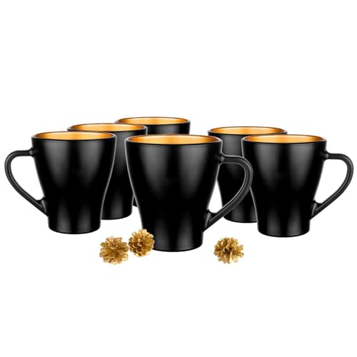 Glasmark KROSNO 1992 Hugo Kaffeegläser-Set 4-teilig Cappuccino Eiskaffee Gläser Becher Spülmaschinenfest Schwarz Gold 6x360 ml von Glasmark KROSNO 1992