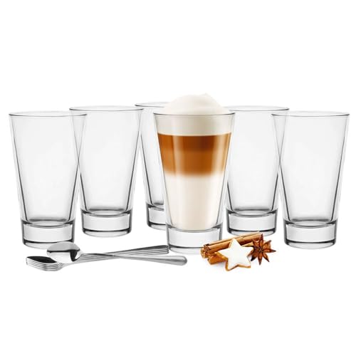 Glasmark KROSNO 1992 Gläser-Set Latte Macchiato 6-teilig Trinkgläser Kaffeegläser Wassergläser Glas für Kaffee Kaffeeglas Trinkglas Spülmaschinenfest 6x300 ml von Glasmark KROSNO 1992