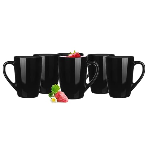 Glasmark KROSNO 1992 Kaffee Glas Kaffeeglas Mit Henkel Teeglas Becher 300 ml Glas Robust Spülmaschinenfest Hochglanz Gemalt Schwarz von Glasmark KROSNO 1992