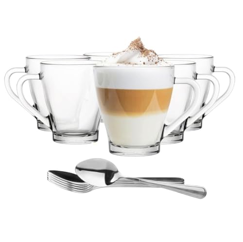 Glasmark KROSNO 1992 Kaffeegläser Mit Henkel Und Löffel 6 Stück 200 ml Transparentes Glas Kaffeetassen Teegläser Cappuccino Latte Eistee Glasmark KROSNO 1992 Kaffeegläser Mit Henkel Und Löffel 6 Stück 200 ml Transparentes Glas Kaffeetassen Teegläser Cappuccino Latte Eistee von Glasmark KROSNO 1992
