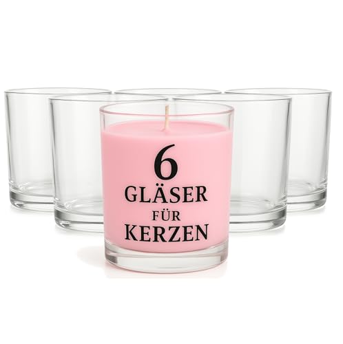 Glasmark KROSNO 1992 Kerzengläser Set 6 Stück Kerzen Gläser zum Kerzenmachen Transparent Leer DIY 180 ml, Klar Glasmark KROSNO 1992 Kerzengläser Set 6 Stück Kerzen Gläser zum Kerzenmachen Transparent Leer DIY 180 ml, Klar von Glasmark KROSNO 1992