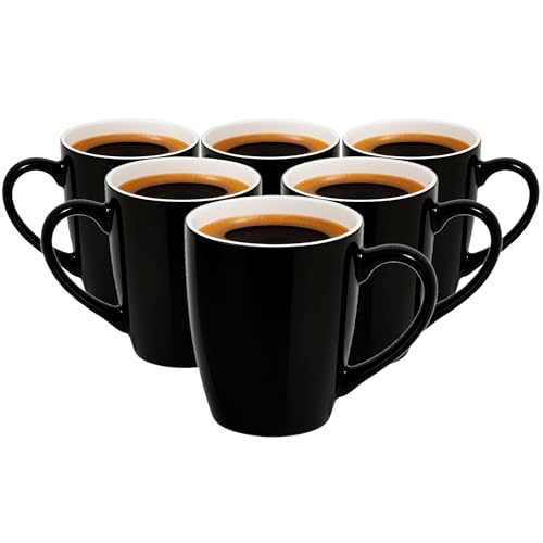 Glasmark KROSNO 1992 Tasse Set 6 Stück Kaffeetassen Keramik Tassen Teetasse Groß 350 ml Schwarz von Glasmark KROSNO 2002