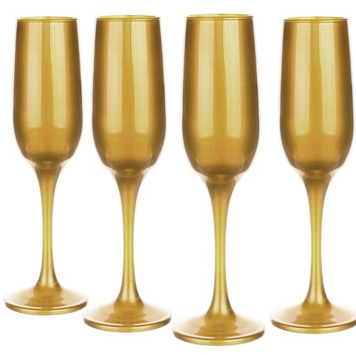 Glasmark Krosno Gläser 4er Set 0,2 Liter Sekt Champagner Glas Kelch Sektgläser Champagnergläser Schaumweingläser Weingläser Gold 4 x 200 ML Glasmark Krosno Gläser 4er Set 0,2 Liter Sekt Champagner Glas Kelch Sektgläser Champagnergläser Schaumweingläser Weingläser Gold 4 x 200 ML von Glasmark KROSNO 1992