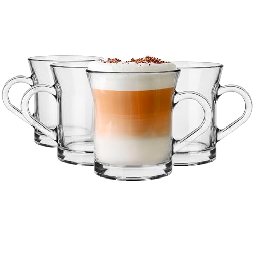 Glasmark Krosno Gläser 4er Set 0,28 Liter Kaffeegläser Teegläser Kaffee Tee Glas Becher Gläser Trinkgläser Wassergläser Saftgläser Spülmaschinenfest Kleine Gläser 4x280ML von Glasmark KROSNO 1992