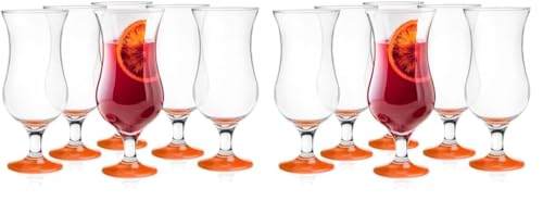 Glasmark Krosno Gläser Cocktailgläser Set Longdrink Cocktail Gin Bier Wasser Longdrinkgläser Cocktailgläser Trinkglas Wasserglas Glas Smoothie Dessert Spülmaschinenfest Orange 6 x 420ml von Glasmark KROSNO 1992